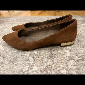 Brown suede pointed toe flats